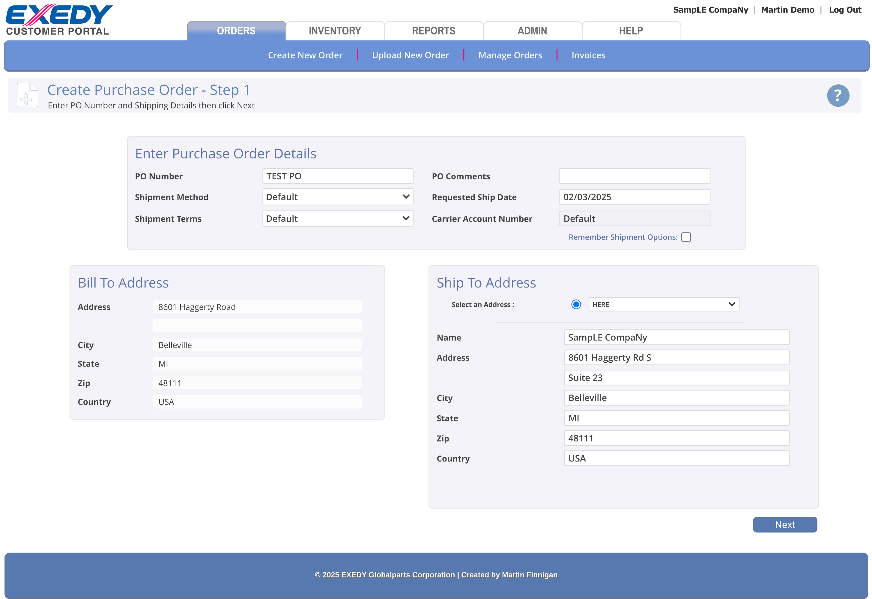Purchase Order Screenshot